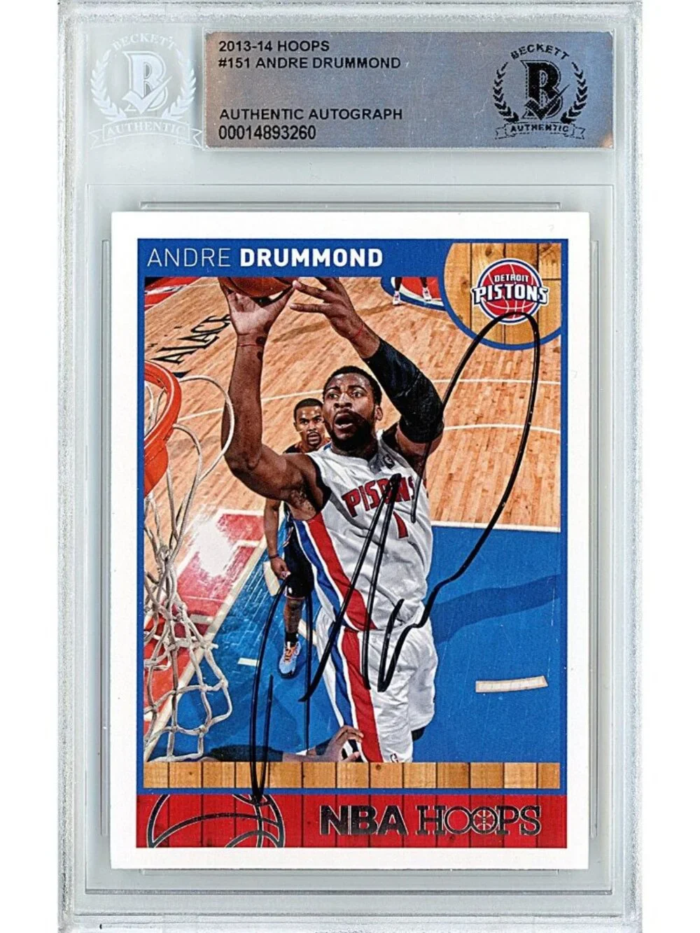 Andre Drummond Signed Basketball Card Detroit Pistons Autograph Beckett BAS Auto